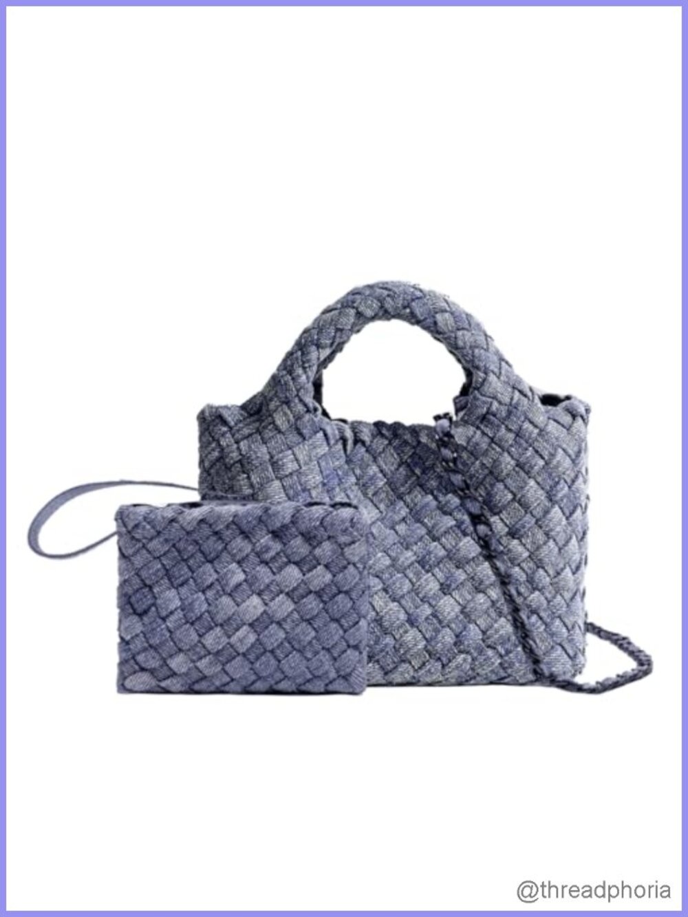 Woven Tote Bag for Women with Coin Purse Foldable Chain Small Crossbody Handbag
